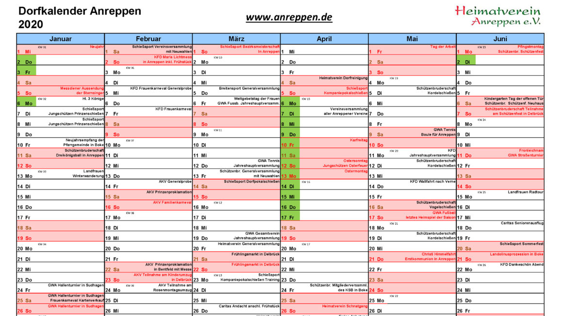 Neuer Dorfkalender 2020 für Anreppen