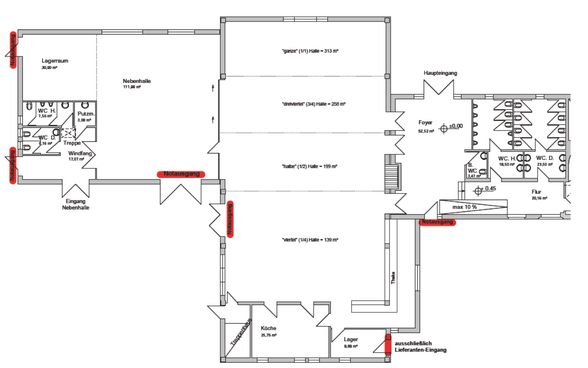 Grundriss der Dorfhalle Anreppen