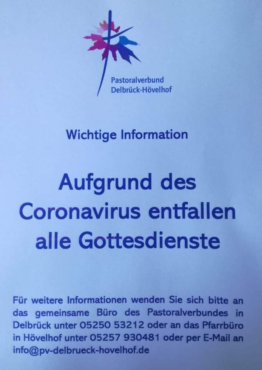 Gottesdienste entfallen aufgrund Corona